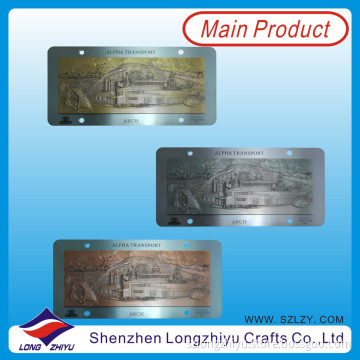 Stainless Steel Antique Gold Silver Bronze Metal Plate, Laser Engraved Nameplate Car Emblem Plaque for Wooden Medal (LZY600032)